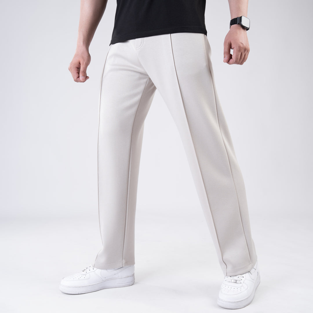 Scuba Off-White 4-Way Stretch Front Stitch Trousers