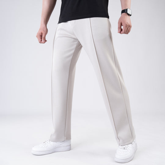 Scuba Off-White 4-Way Stretch Front Stitch Trousers