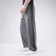 Gray Micro Baggy Fit Trousers with Three Straight Stripes