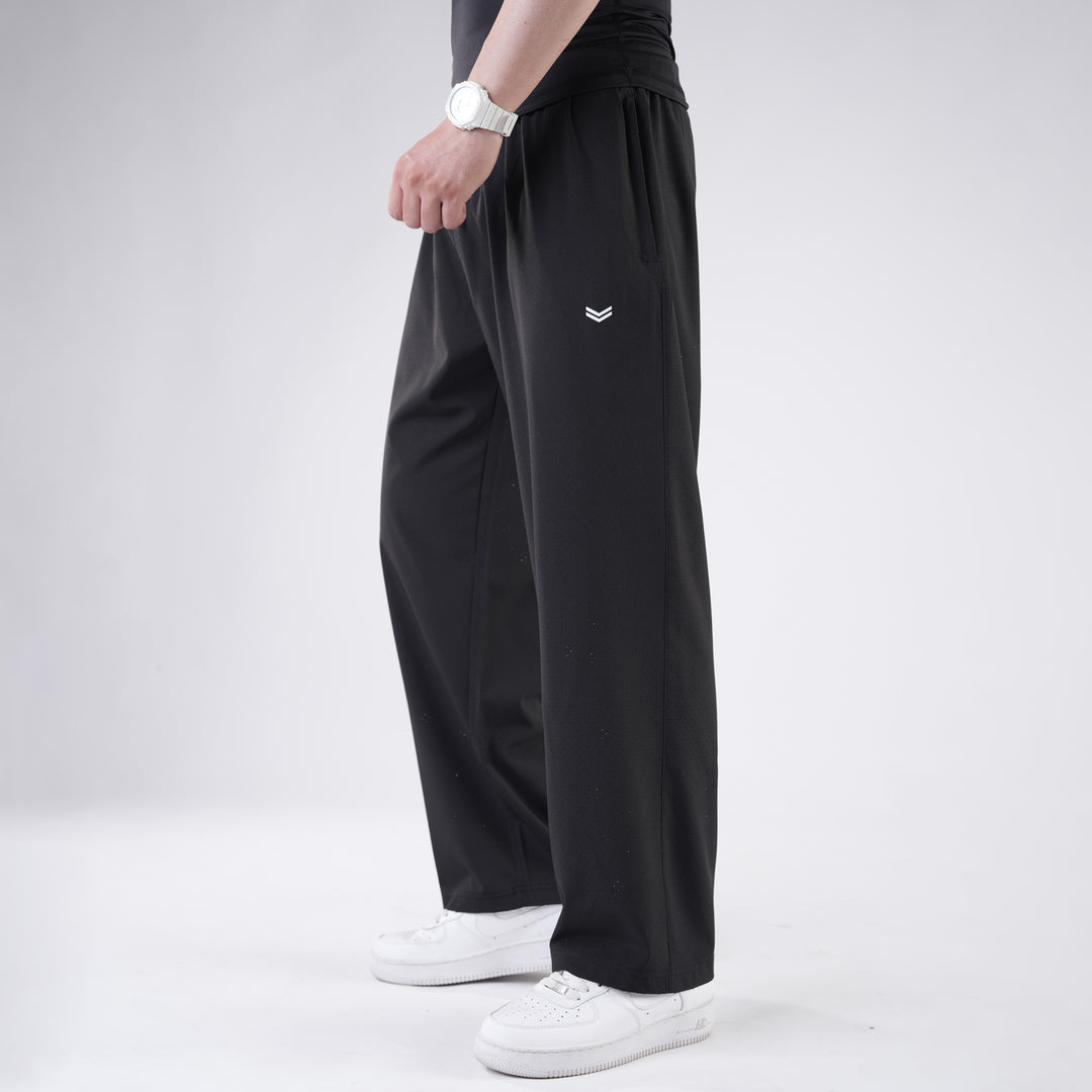 Black Lazer Cut Mesh Baggy Fit Trousers