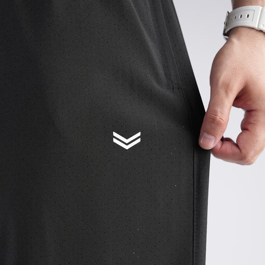 Black Lazer Cut Mesh Baggy Fit Trousers