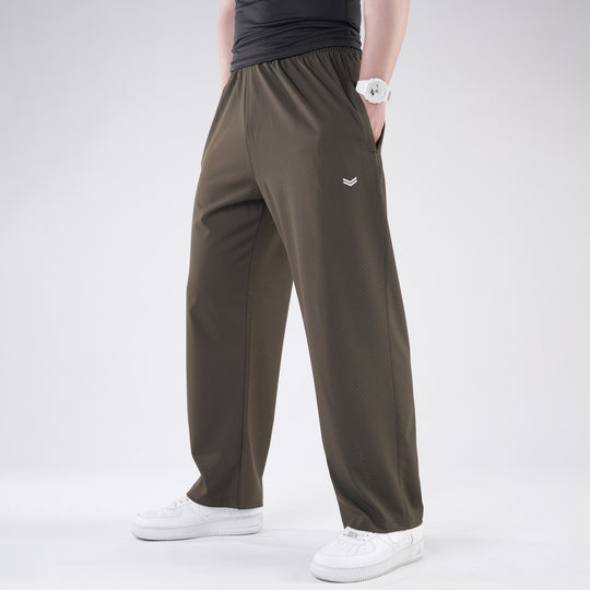 Olive Lazer Cut Mesh Baggy Fit Trousers