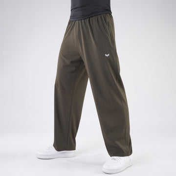 Olive Lazer Cut Mesh Baggy Fit Trousers