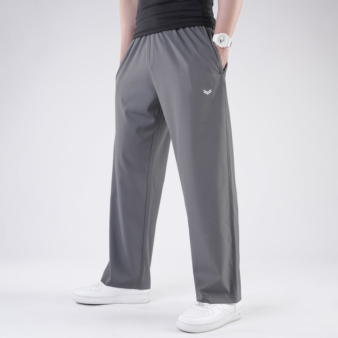 Gray Lazer Cut Mesh Baggy Fit Trousers