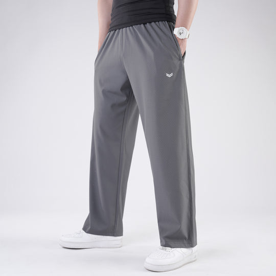Gray Lazer Cut Mesh Baggy Fit Trousers