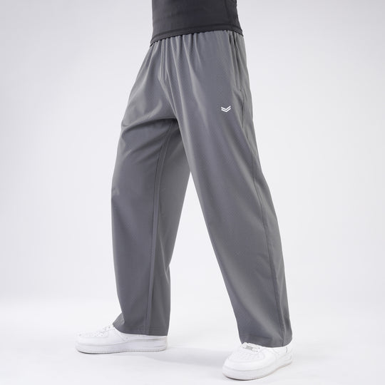 Gray Lazer Cut Mesh Baggy Fit Trousers