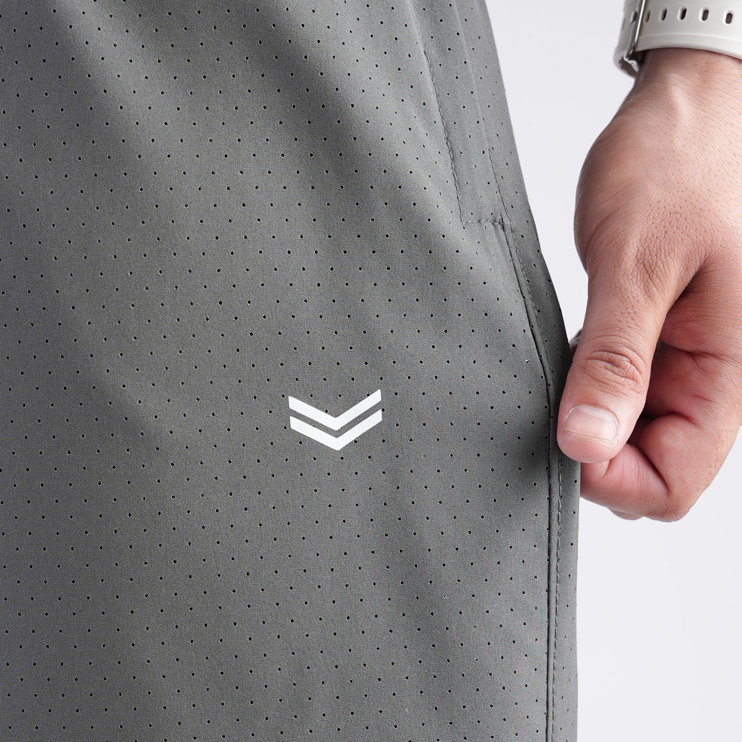 Gray Lazer Cut Mesh Baggy Fit Trousers