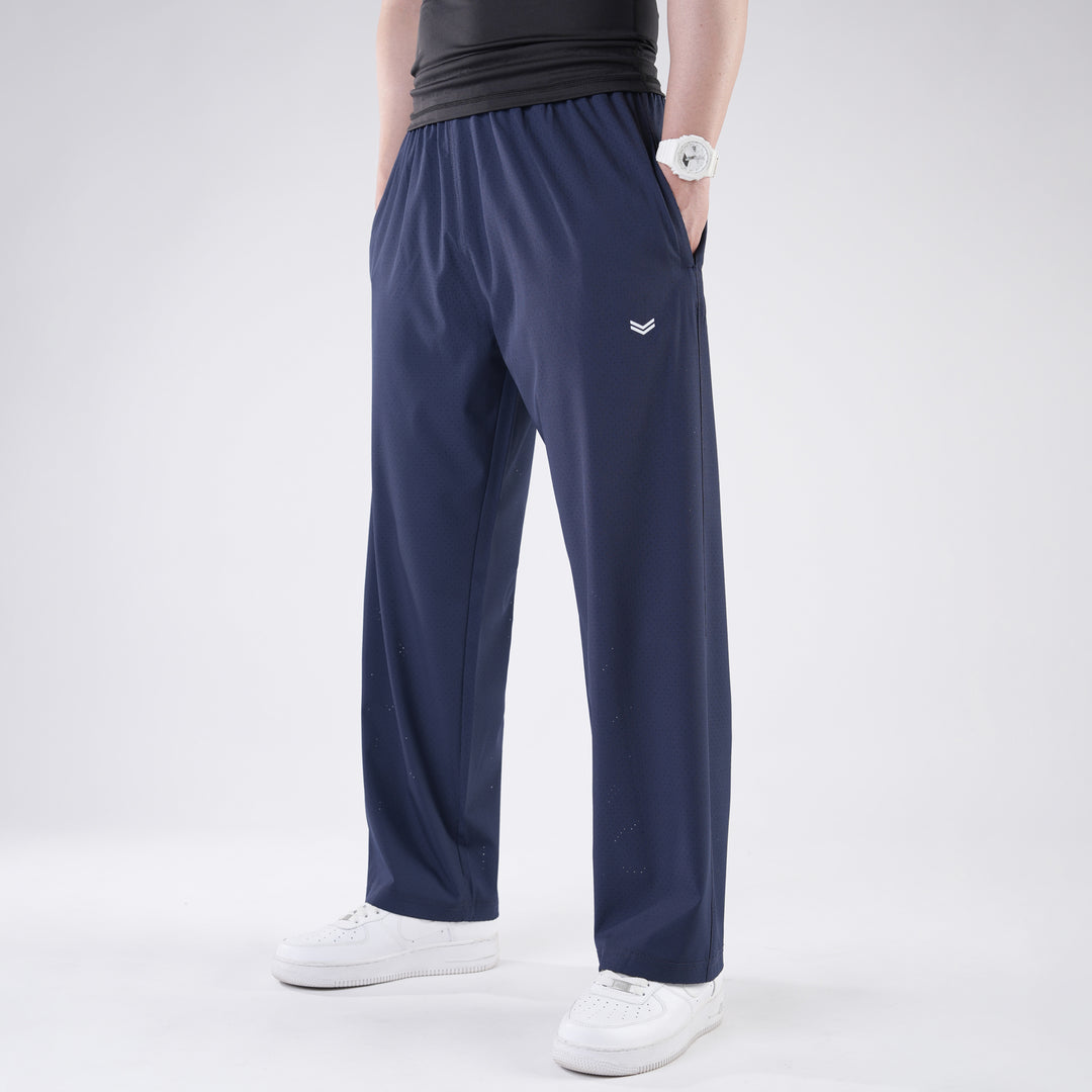 Navy Lazer Cut Mesh Baggy Fit Trousers