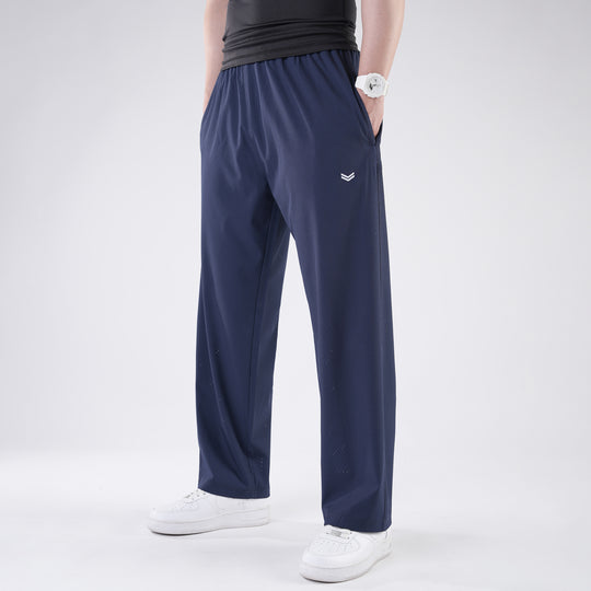 Navy Lazer Cut Mesh Baggy Fit Trousers