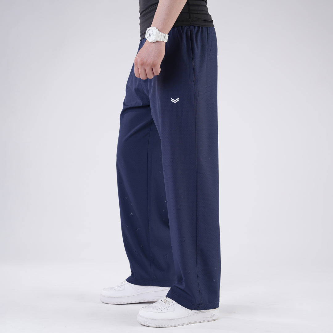 Navy Lazer Cut Mesh Baggy Fit Trousers
