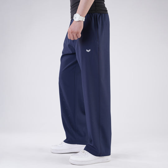 Navy Lazer Cut Mesh Baggy Fit Trousers