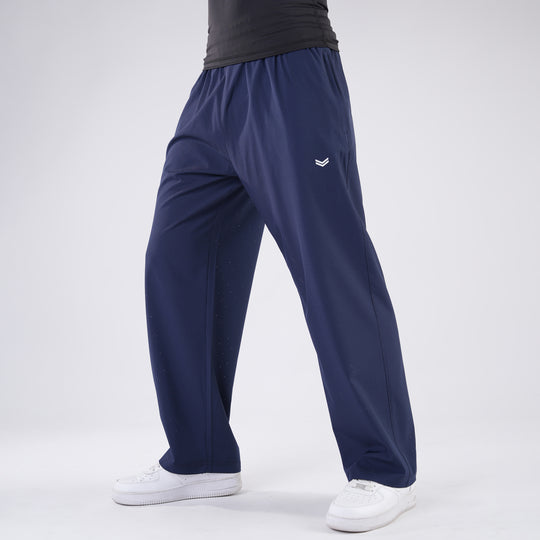 Navy Lazer Cut Mesh Baggy Fit Trousers