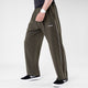 Olive Micro Baggy Fit Trousers with White Piping & Laser Cut Panels