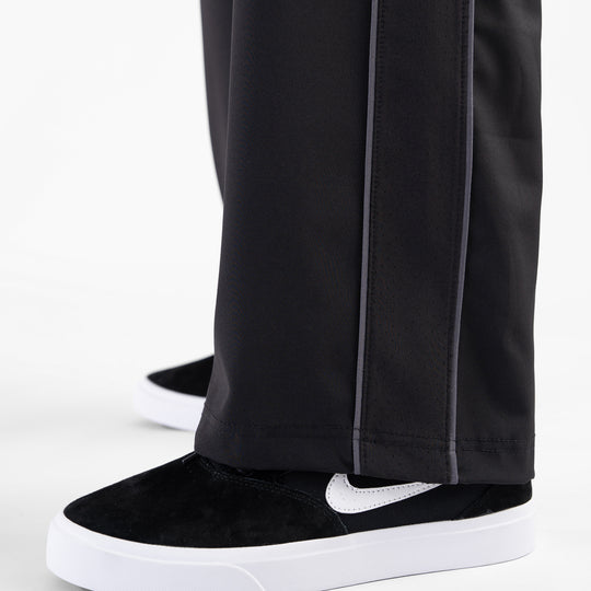 Black Micro Baggy Fit Trousers with Gray Piping & Lazer Cut Panels