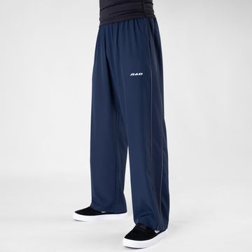 Navy Micro Baggy Fit Trousers with Gray Piping & Lazer Cut Panels
