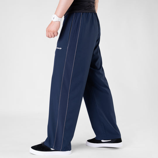 Navy Micro Baggy Fit Trousers with Gray Piping & Lazer Cut Panels