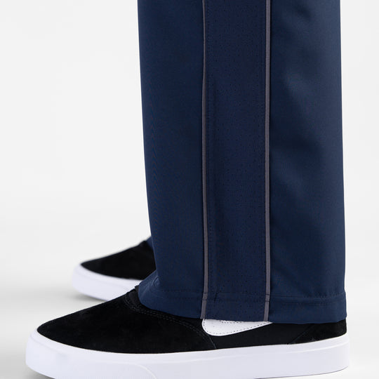 Navy Micro Baggy Fit Trousers with Gray Piping & Lazer Cut Panels