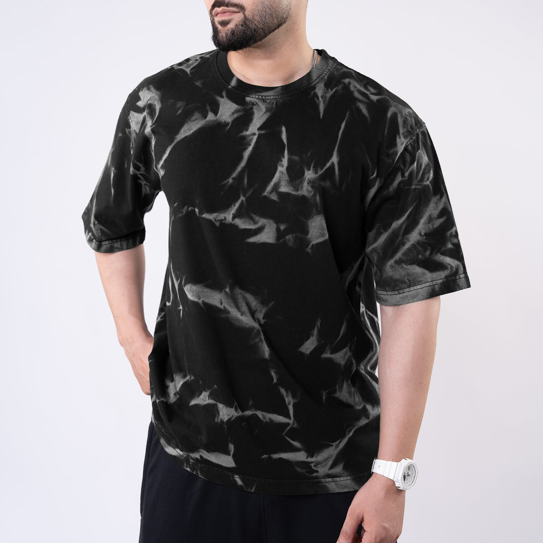 Black Oversize T-shirt with Gray Bleech Out Wash