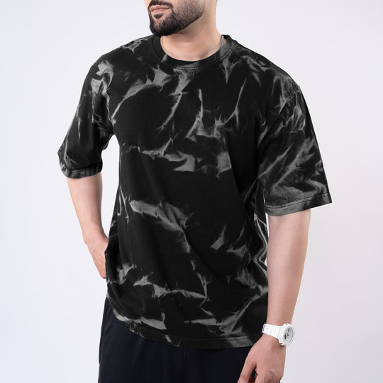 Black Oversize T-shirt with Gray Bleech Out Wash