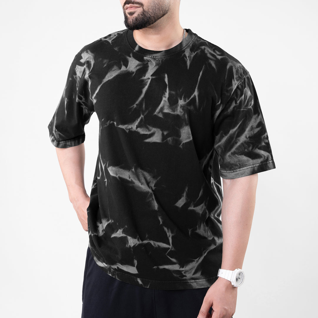 Black Oversize T-shirt with Gray Bleech Out Wash