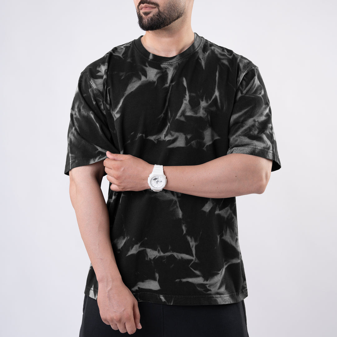Black Oversize T-shirt with Gray Bleech Out Wash