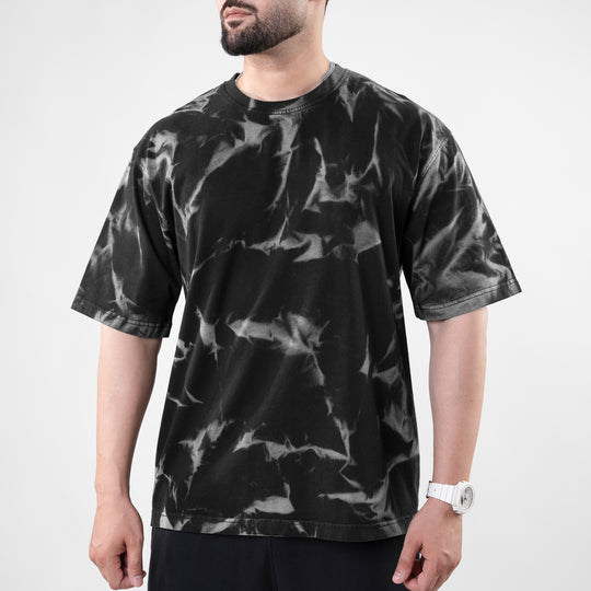 Black Oversize T-shirt with Gray Bleech Out Wash