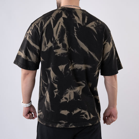 Black Oversize T-shirt with Olive Bleech Out Wash
