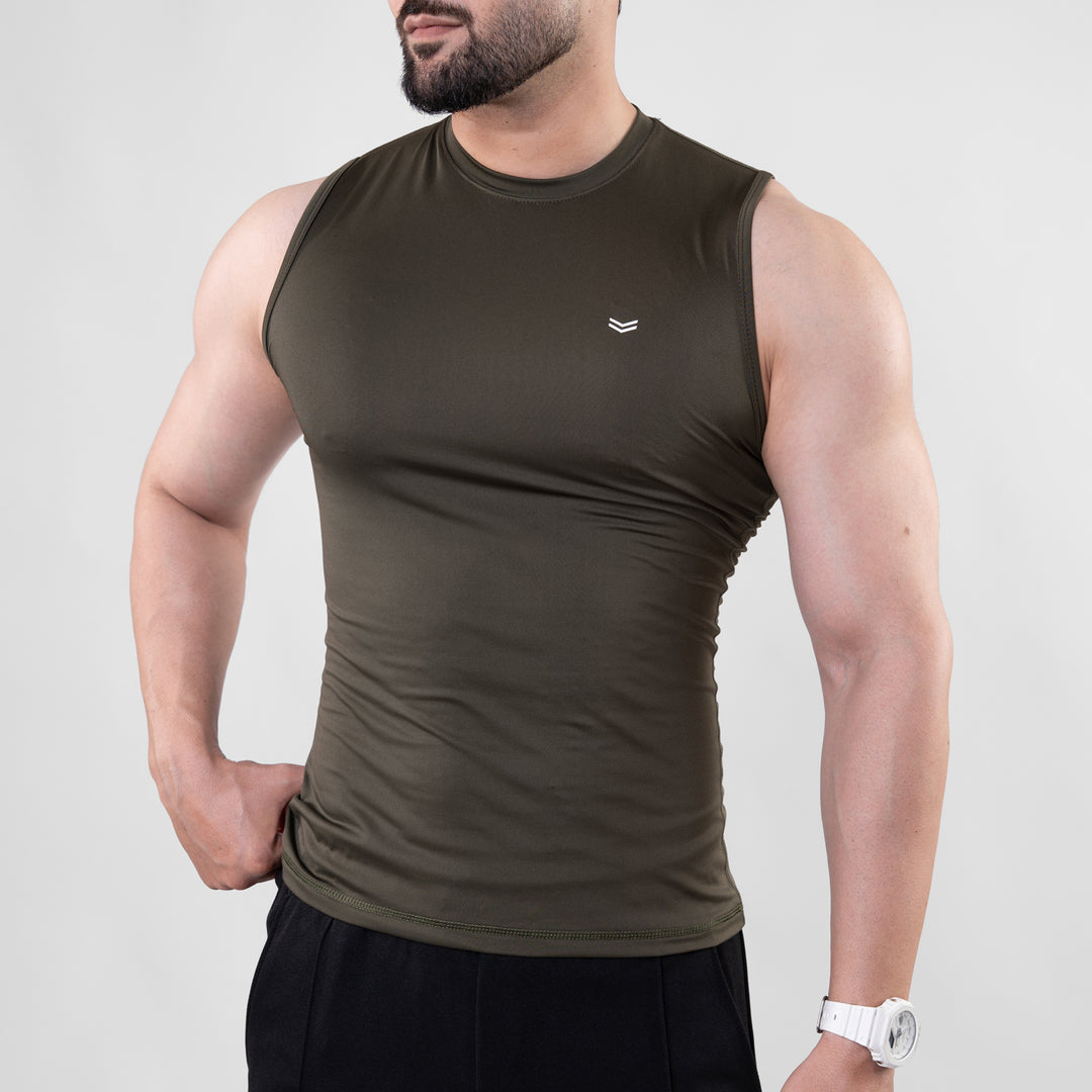 Olive Sleeveless Compression Tee