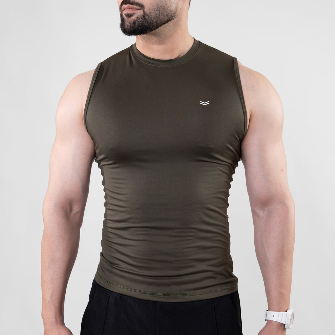 Olive Sleeveless Compression Tee