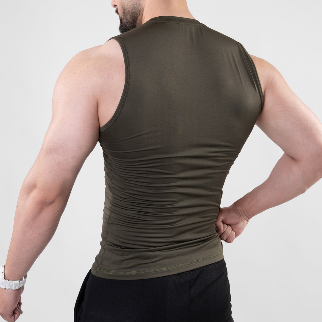 Olive Sleeveless Compression Tee