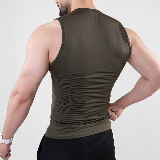 Olive Sleeveless Compression Tee