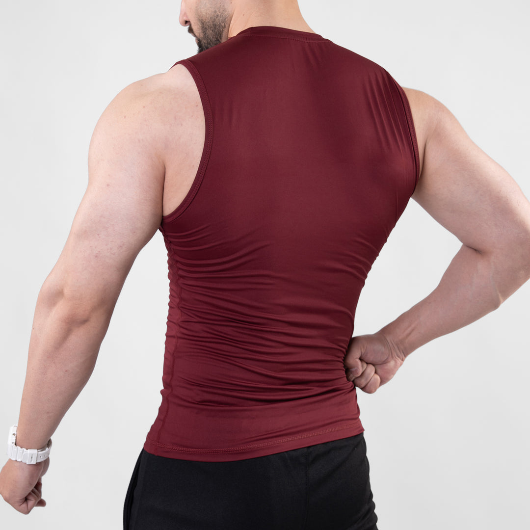 Maroon Sleeveless Compression Tee