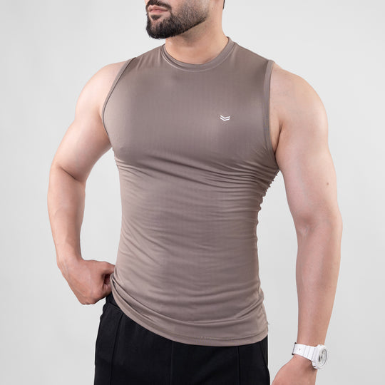 Khaki Sleeveless Compression Tee
