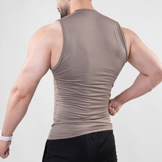Khaki Sleeveless Compression Tee