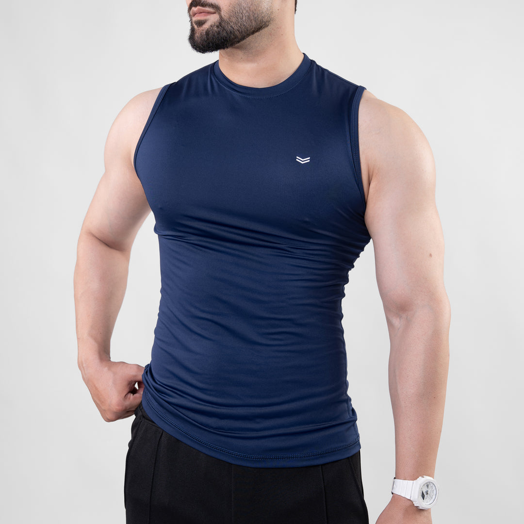 Navy Sleeveless Compression Tee