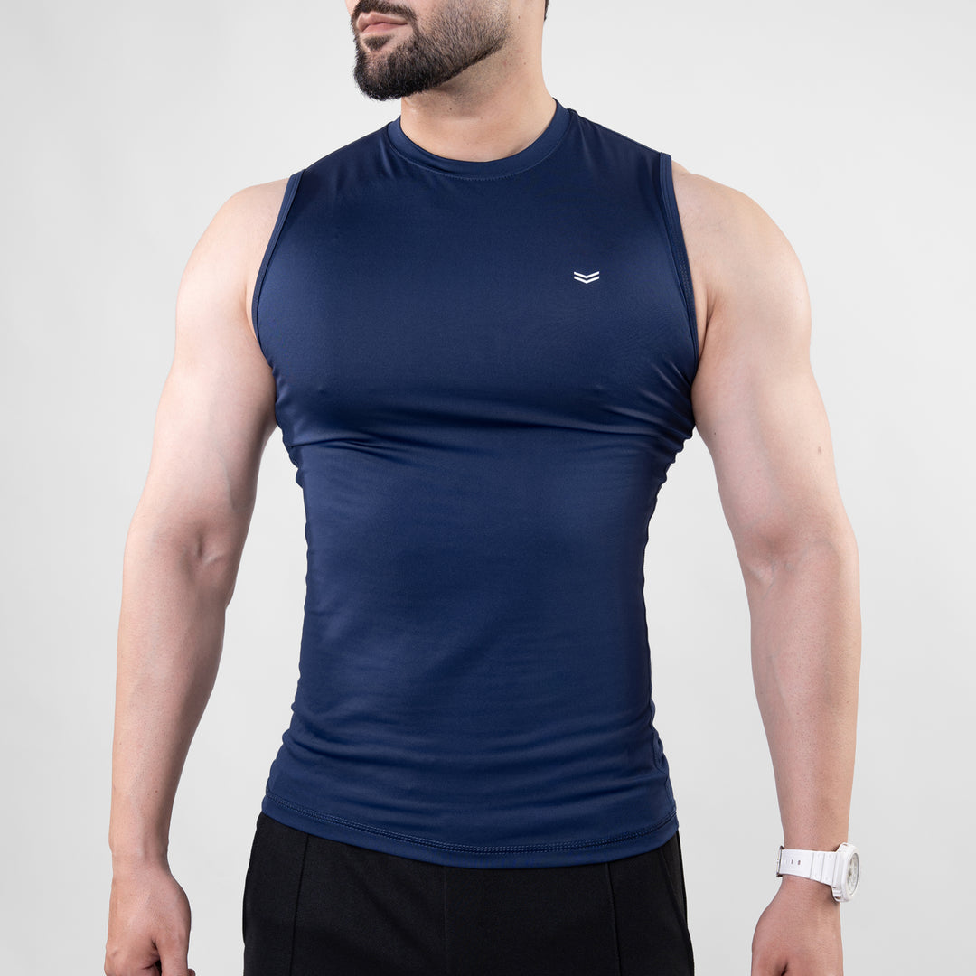 Navy Sleeveless Compression Tee