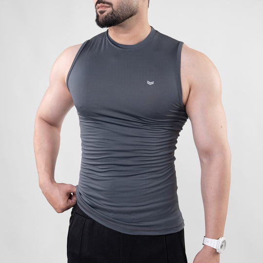 Gray Sleeveless Compression Tee