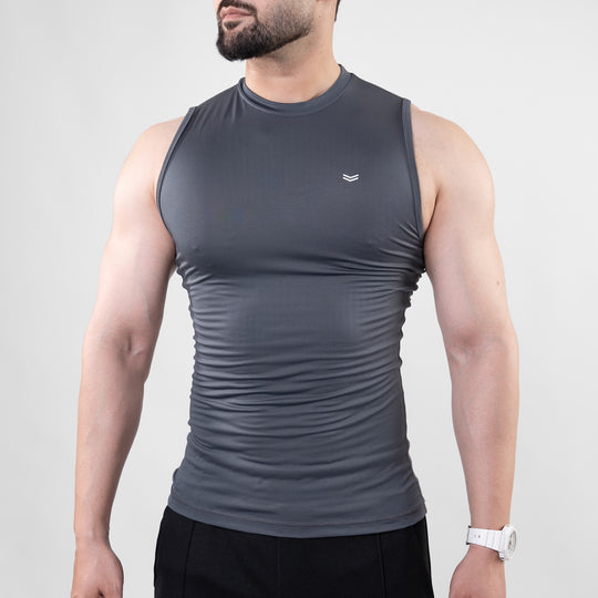 Gray Sleeveless Compression Tee