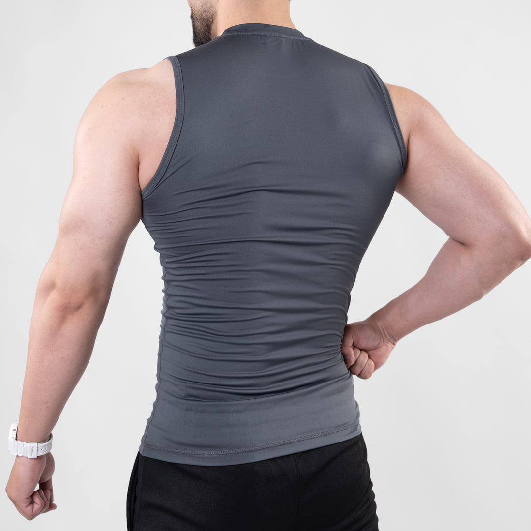 Gray Sleeveless Compression Tee