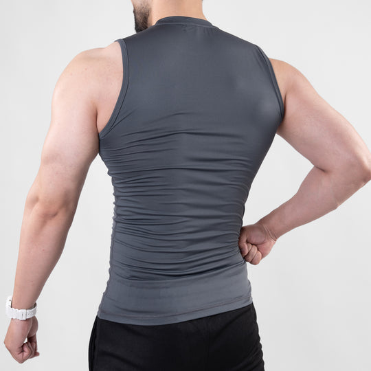 Gray Sleeveless Compression Tee