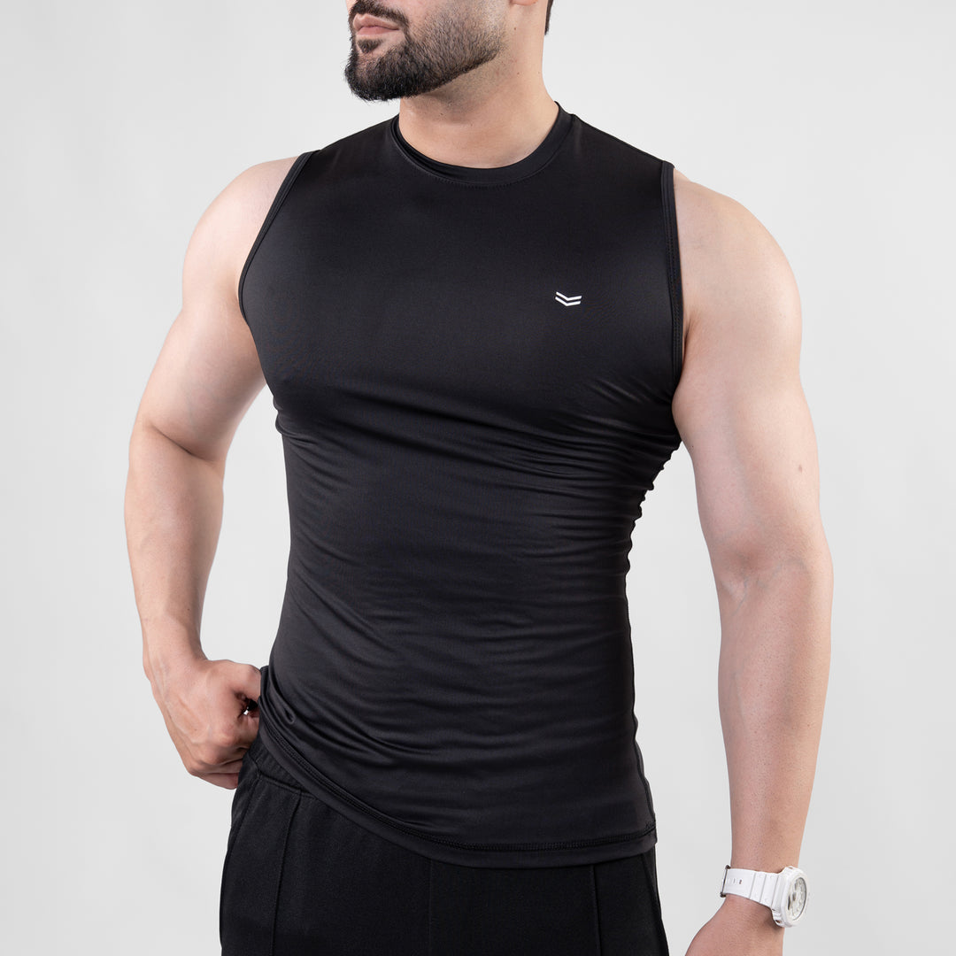Black Sleeveless Compression Tee