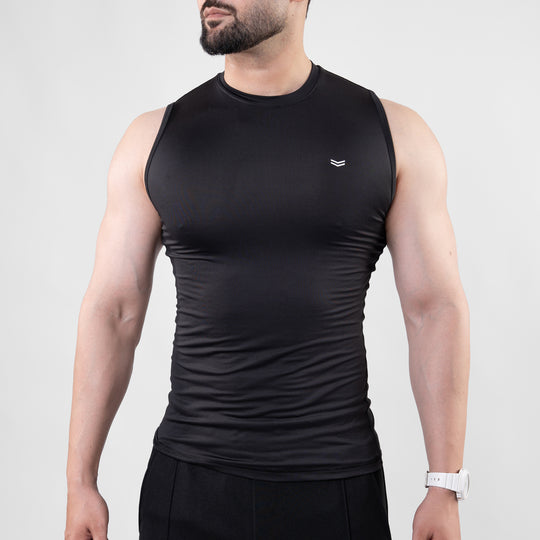Black Sleeveless Compression Tee