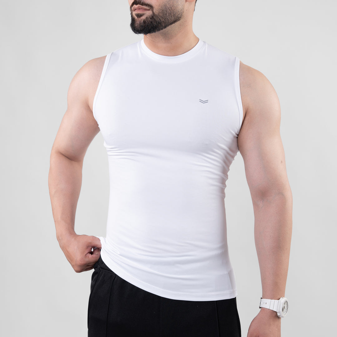 White Sleeveless Compression Tee