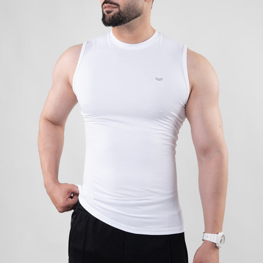 White Sleeveless Compression Tee