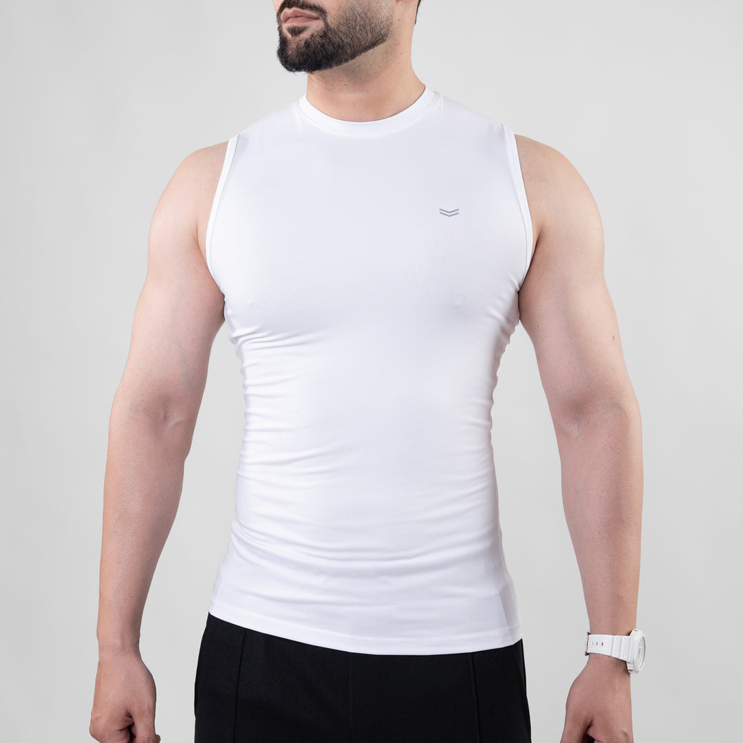 White Sleeveless Compression Tee
