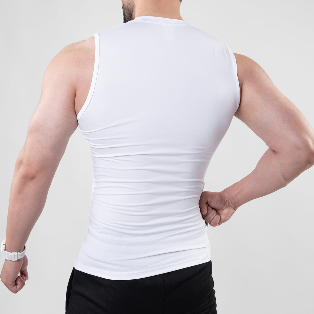 White Sleeveless Compression Tee