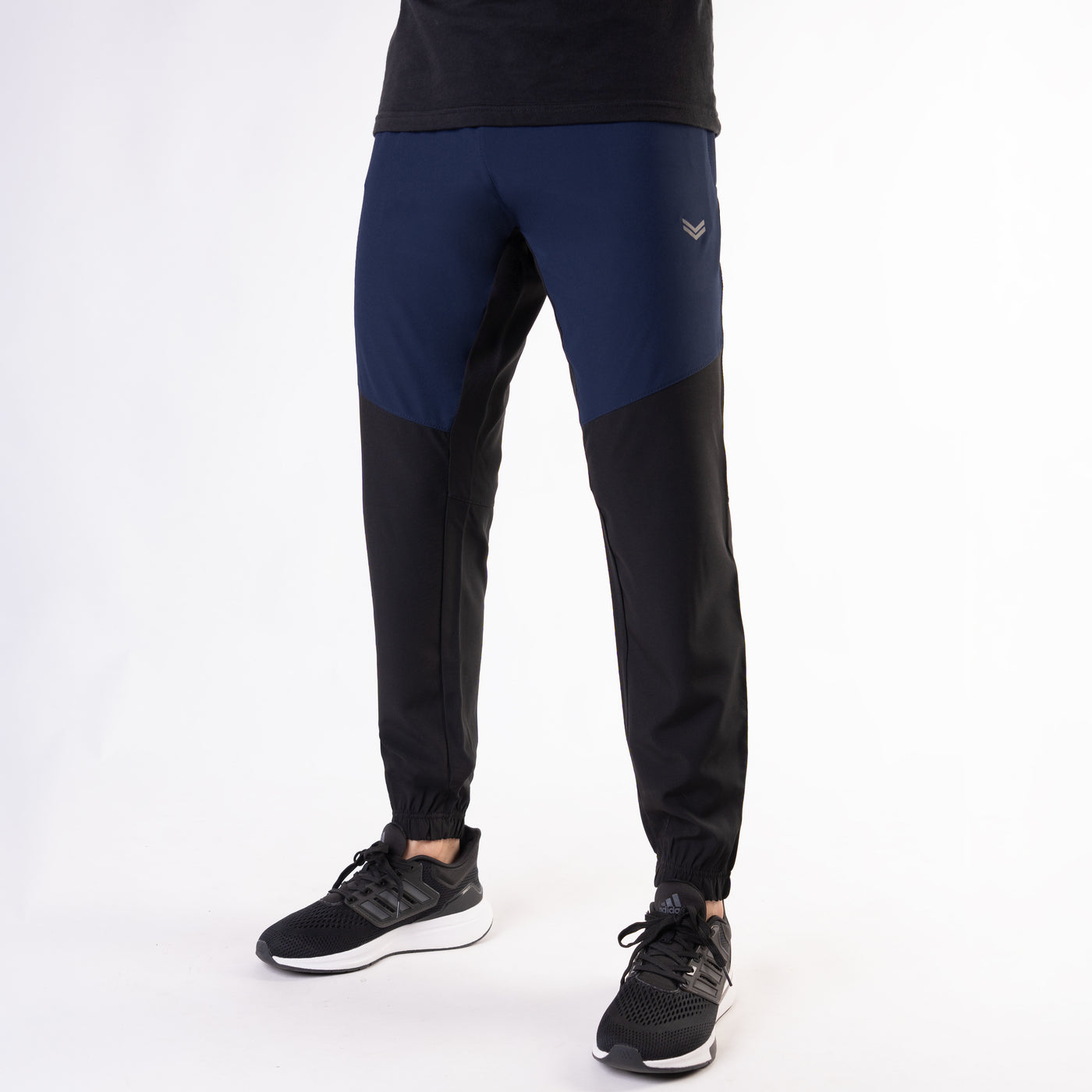 Black Premium Micro Stretch Tech Pants with Navy Front Panels