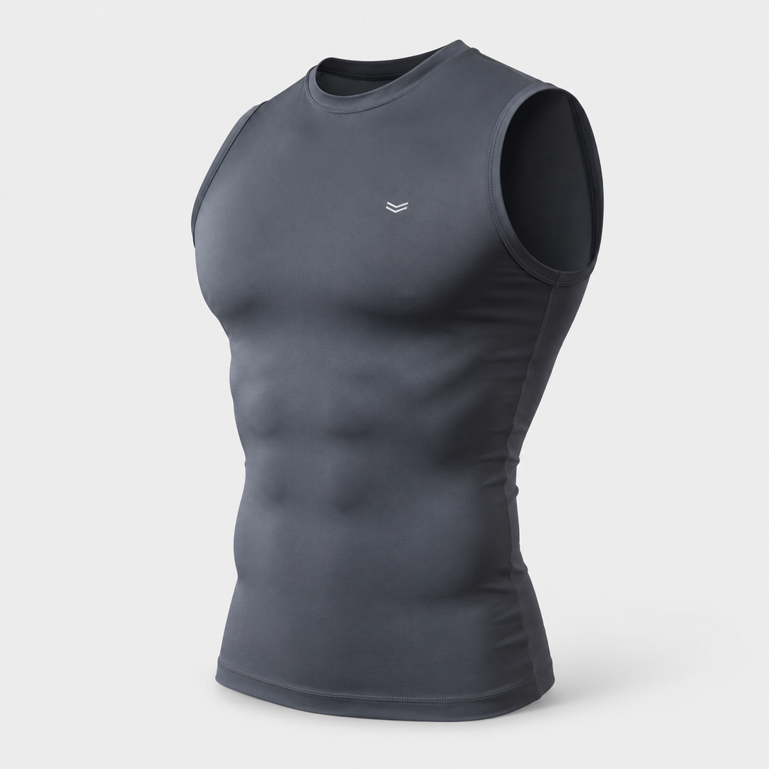 Gray Sleeveless Compression Tee