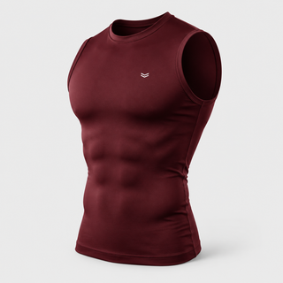 Maroon Sleeveless Compression Tee