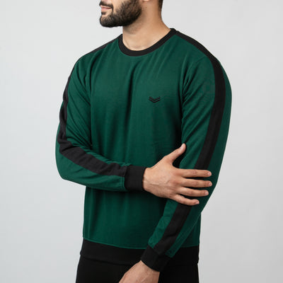 Dark Green Sweatshirt With Black Panels